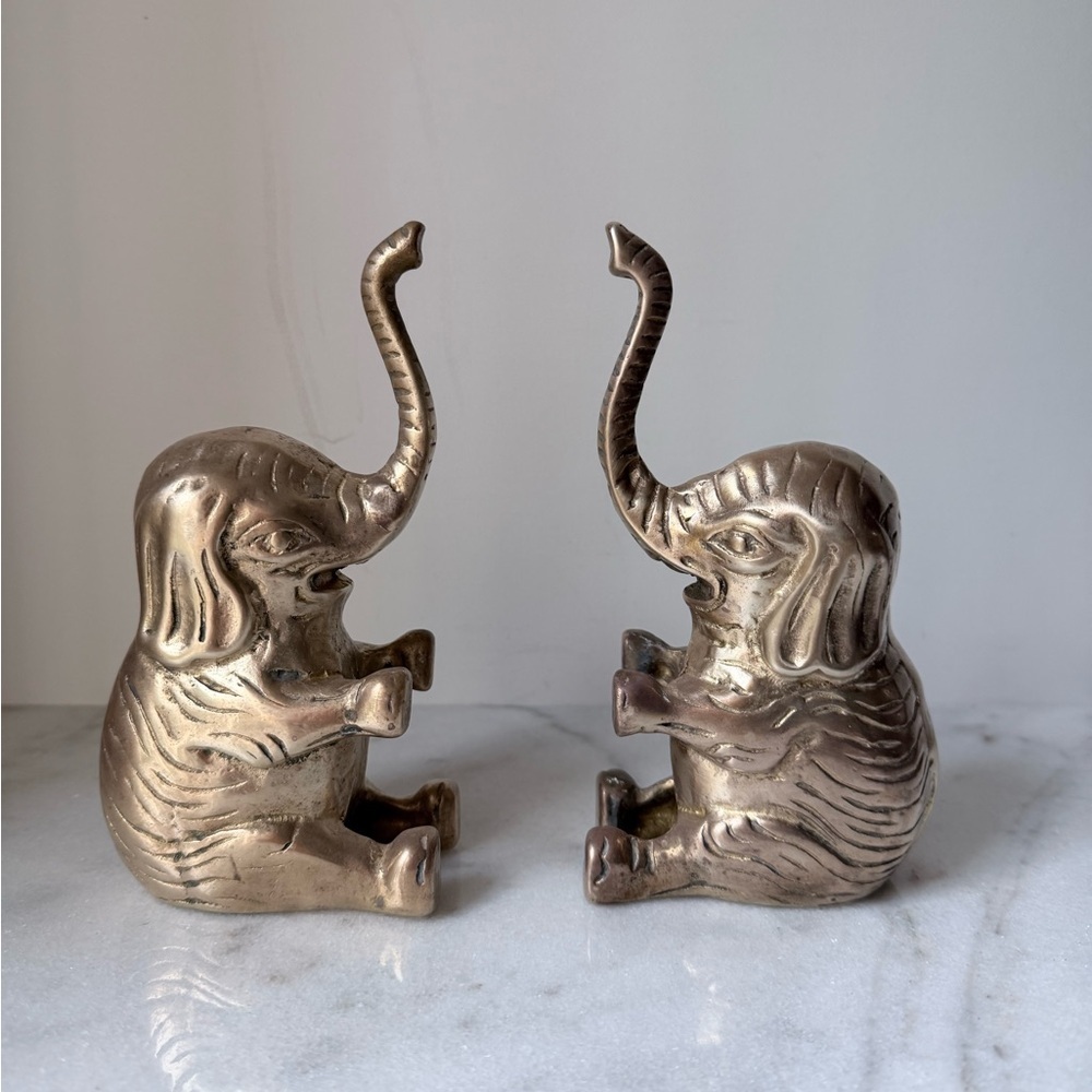 Gold Elephant Bookends brass - Picture 2 of 10